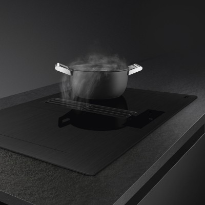 Placa de inducción Smeg hobd382mb2 con campana integrada de 83 cm, vitrocerámica negra