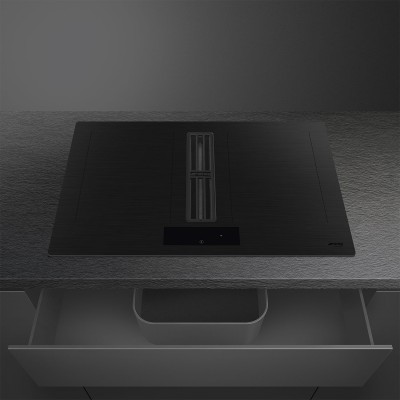 Placa de inducción Smeg hobd382mb2 con campana integrada de 83 cm, vitrocerámica negra