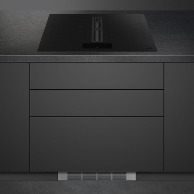 Placa de inducción Smeg hobd382mb2 con campana integrada de 83 cm, vitrocerámica negra