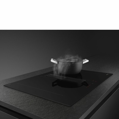 Plaque de cuisson à induction Smeg hobd472d2 avec hotte intégrée 70 cm noir