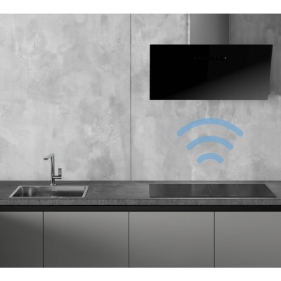Smeg kicv90bl2 90cm wall-mounted inclined hood black glass