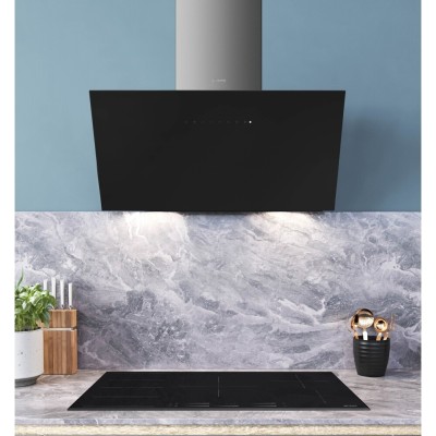 Hotte murale inclinée Smeg KICV90BL2 90 cm en verre noir