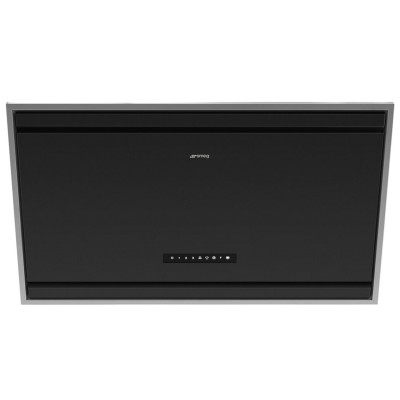 Campana extractora inclinada de pared Smeg kv394mb de 90 cm con cristal negro