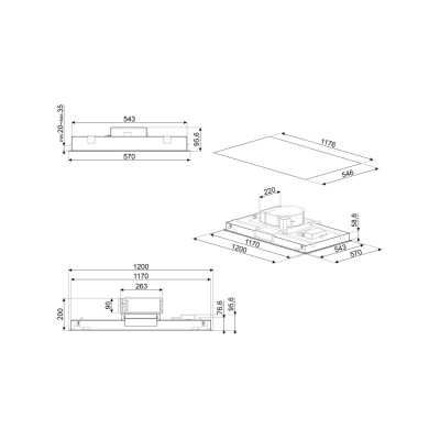 Smeg klt12l4x built-in ceiling hood 120 cm stainless steel