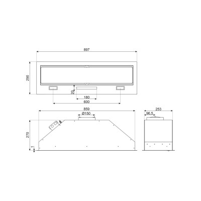 Smeg ksg9p4mb cappa incasso sottopensile 90 cm nero