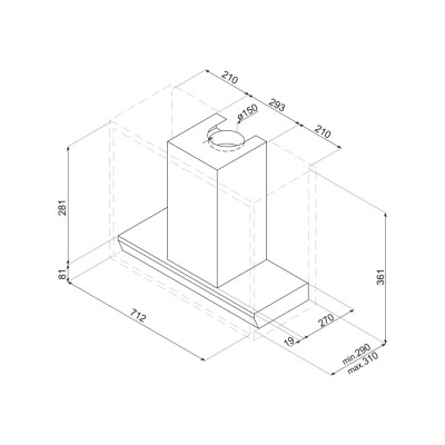 Smeg ksgt74x Design cappa incasso sottopensile 71 cm acciaio inox