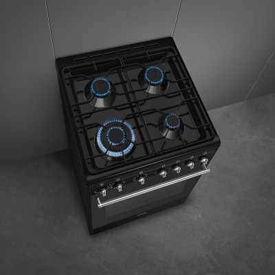 Cocina de gas de encimera Smeg cx61gmbl de 60 cm, color negro