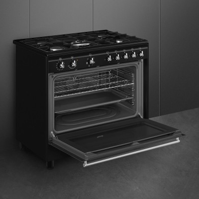 Smeg cx91gmbl 90cm countertop gas cooker black