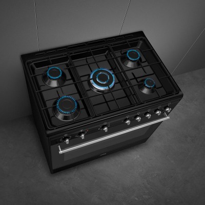 Smeg cx91gmbl 90cm countertop gas cooker black
