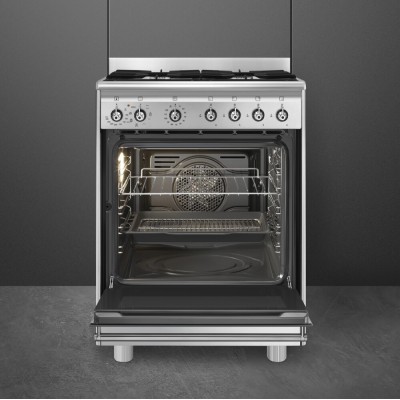 Cocina de gas de encimera Smeg sx61gm de acero inoxidable de 60 cm