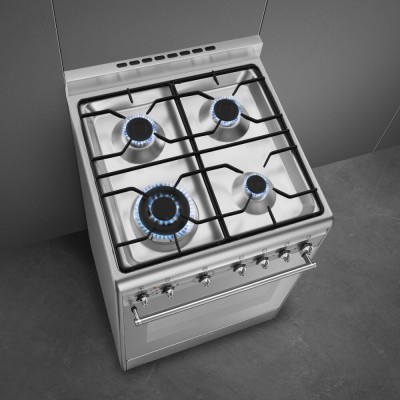Cocina de gas de encimera Smeg sx61gm de acero inoxidable de 60 cm