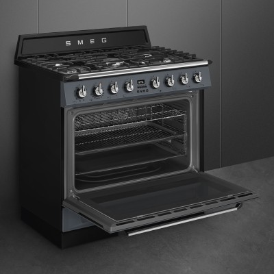 Cuisinière à gaz de comptoir Smeg TR90GMGR 90 cm, grise