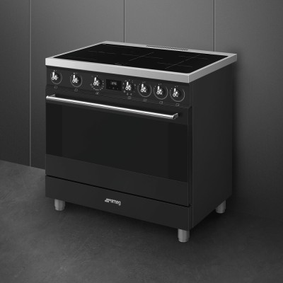 Cocina de inducción de encimera Smeg c9immb2 de 90 cm, color negro