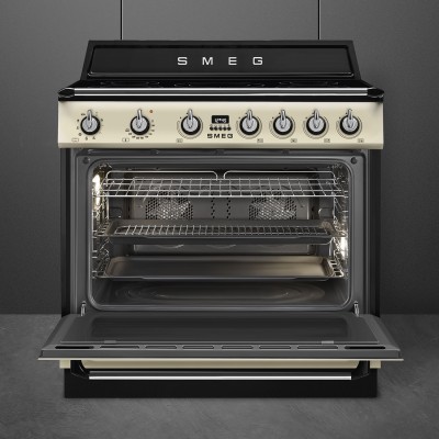 Plaque de cuisson à induction de comptoir Smeg tr90imp 90 cm crème