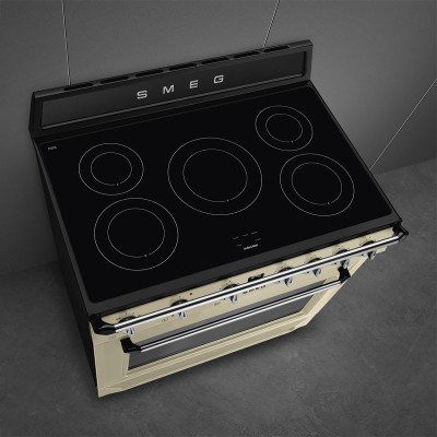 Plaque de cuisson à induction de comptoir Smeg tr90imp 90 cm crème