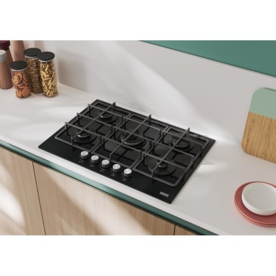 Plaque de cuisson à gaz Franke FHSM 755 4G DC BK C 73 cm, verre noir