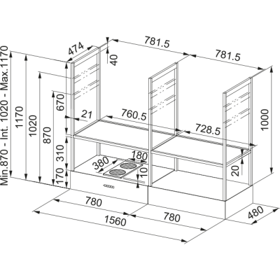 Hotte îlot Franke Mythos T-Shelf Evolution fmy f160 156 cm noir