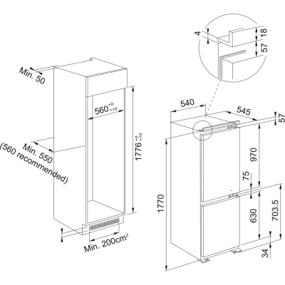 Franke FCB 320 V NE D Einbaukühlschrank mit Gefrierfach H 177 cm