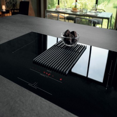 Elica Libra evo bl/a/83 induction hob with integrated hood 83 cm black glass