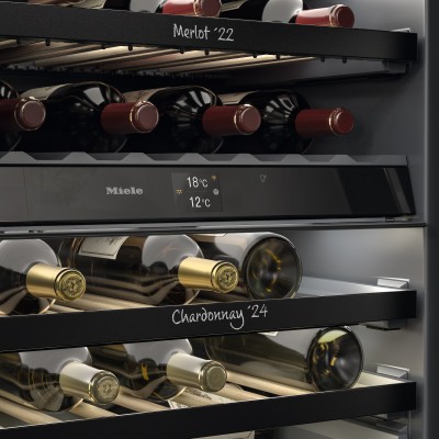 Miele KWTUS 7096 E Einbau-Weinkühlschrank für die Unterbauplatte, Höhe 82–88 cm, Glas – schwarz