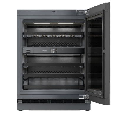 Miele KWTUS 7096 E chłodziarka na wino do zabudowy podblatowej, wysokość 82 - 88 cm, szkło - kolor czarny
