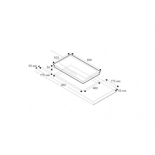 Fulgor Placa de inducción FSH 905 ID WT MBK 90 cm acabado negro mate