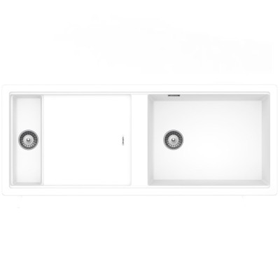 Schock Prepstation d150 double bowl sink with reversible drainer 114 cm white