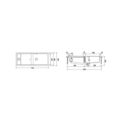 Schock Prepstation d150 double bowl sink with reversible drainer 114 cm white