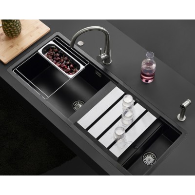 Schock Prepstation d150 double bowl sink with reversible drainer 114 cm white