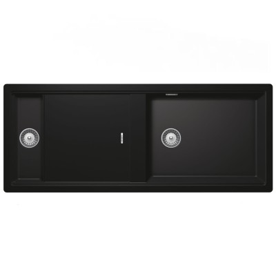 Zlew dwukomorowy Schock Prepstation d150 z odwracalnym ociekaczem 114 cm, czarny