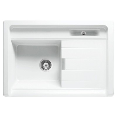 Schock Largo M100 Einzelbeckenspüle mit Abtropffläche rechts, 90 cm, weiß