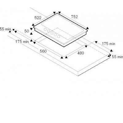 Bertazzoni p755cmodne table de cuisson à gaz moderne 75 cm noir mat