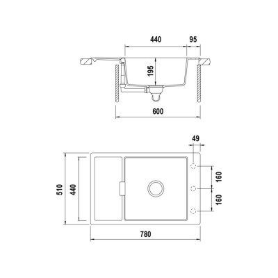 Schock mono d100xs Einzelbeckenspüle mit reversibler Abtropffläche 80 cm Silverstone