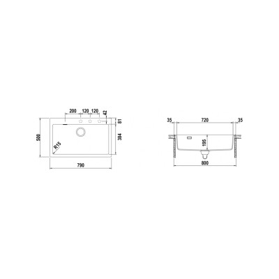 Schock Signus n100xl zlew jednokomorowy 80 cm silverstone
