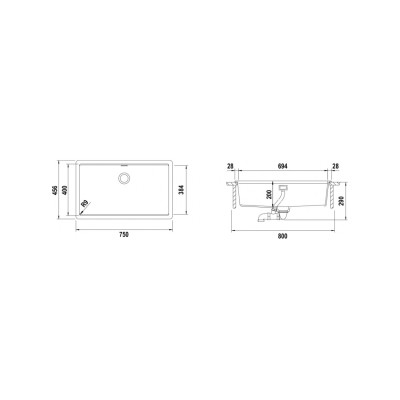 Schock Galaxy N100XL Zlew jednokomorowy 75 cm Czarny