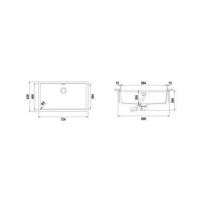 Schock Galaxy N100XLU Unterbauspüle, 72 cm, Weiß