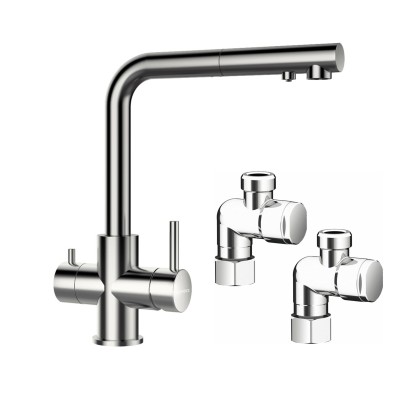 Schock Vitus three-way mixer tap with filtered water, filters and stainless steel shower head