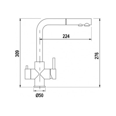 Schock Vitus three-way mixer tap with filtered water, filters and black shower head