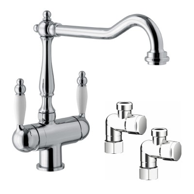 Bateria mieszaczowa Schock Aquapura Style Classic z trzema wyjściami i chromowanymi filtrami do wody