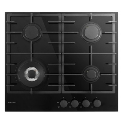 Placa de gas Schock svc64thbk crystal pc60 1t de 60 cm, cristal negro