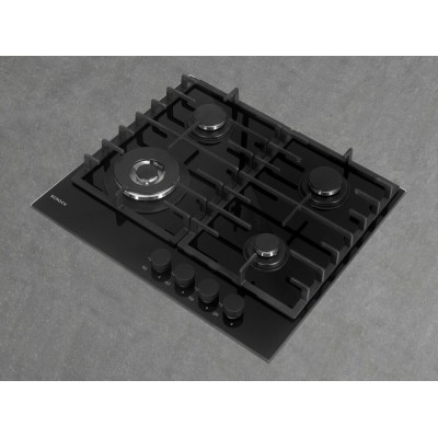 Placa de gas Schock svc64thbk crystal pc60 1t de 60 cm, cristal negro