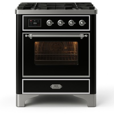 Ilve m07dne3/bk Majestic 70 cm Gas-Arbeitsplatte Küche, Hochglanzschwarz
