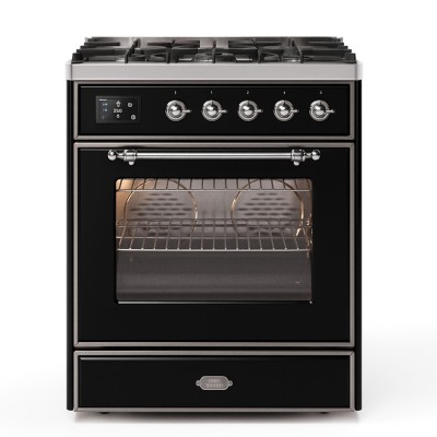Ilve m30dne3/bk Majestic 76 cm Gas-Arbeitsplatte Küche, Hochglanzschwarz