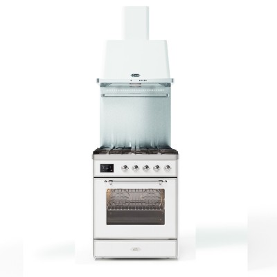 Kuchenka gazowa Ilve m30n + okap Majestic 76 cm, biały