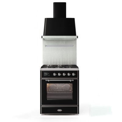 Ilve m30dne3/bk Gas-Tischherd + Majestic 76 cm Dunstabzugshaube, schwarz glänzend