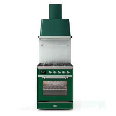 Ilve m30dne3/eg Gas-Tischherd + Majestic 76 cm smaragdgrüne Dunstabzugshaube