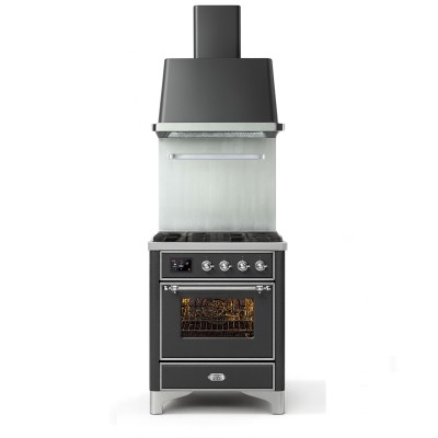 Ilve m07dne3/mg Gas-Arbeitsplatte Küche + Majestic 70 cm Haube, Graphit matt