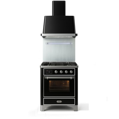 Kuchenka gazowa Ilve m07dne3/bk + okap Majestic 70cm, połysk czarny