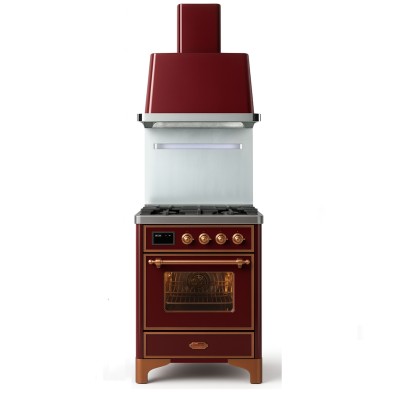 Ilve m07dne3/bu cucina da appoggio gas + cappa Majestic 70 cm rosso borgogna