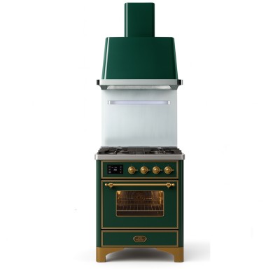 Ilve m07dne3/eg Gas-Tischherd + Majestic 70 cm smaragdgrüne Dunstabzugshaube